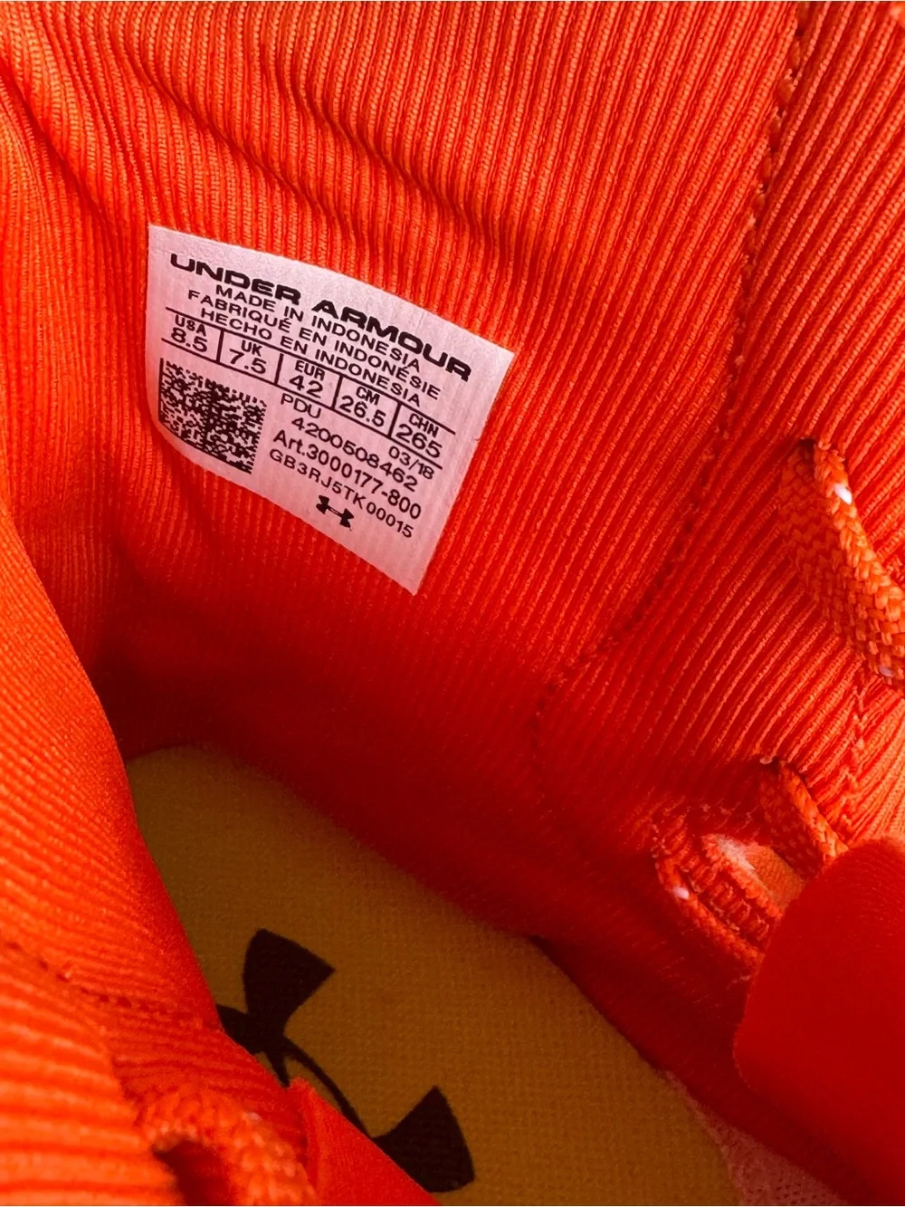 Under Armour Bright Orange Athletic High-Top Shoe